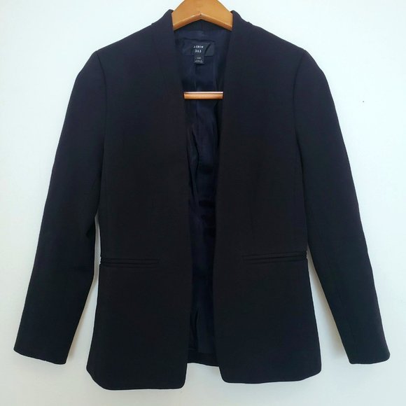 J CREW 365 Going Out Blazer Stretch Twill in Black Size 00